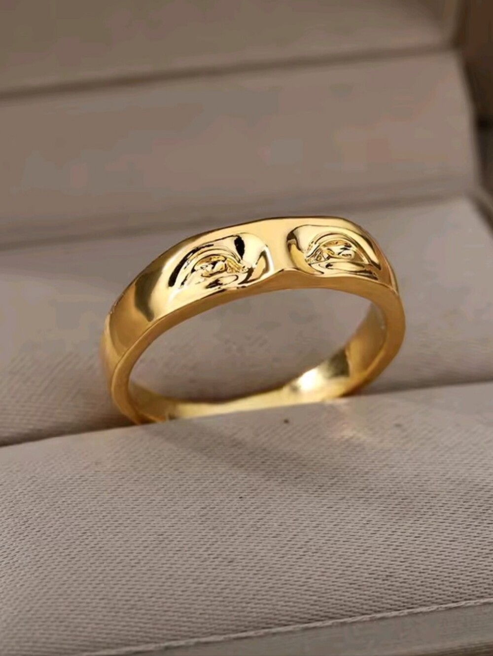 Gold-Tone Triple Band Statement Ring - Unisex Jewelry - Picture 6 of 7